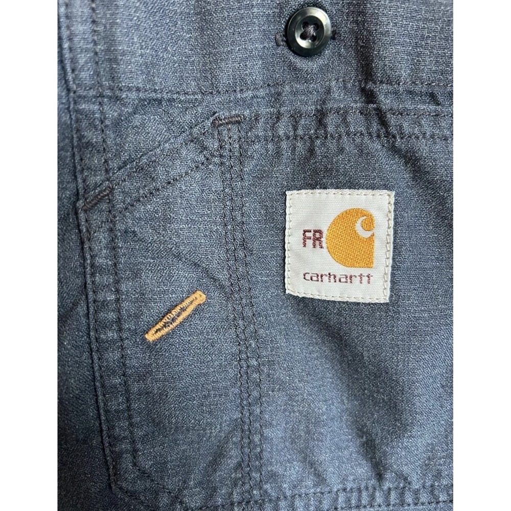Carhartt FR Flame Resistant Navy Blue Long Sleeve Button Up Shirt size XL - Picture 5 of 6
